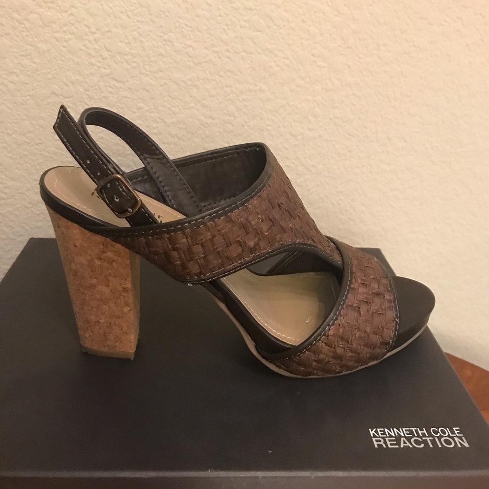 Kenneth Cole Reaction Brown Woven Summer Heels